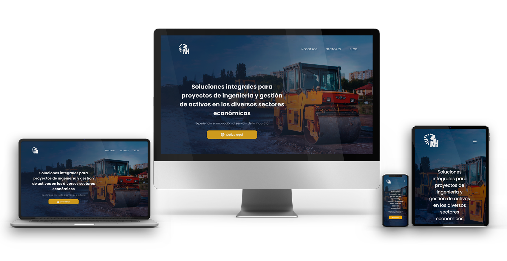 Mockup aplicación web responsivo en diferentes dispositivos